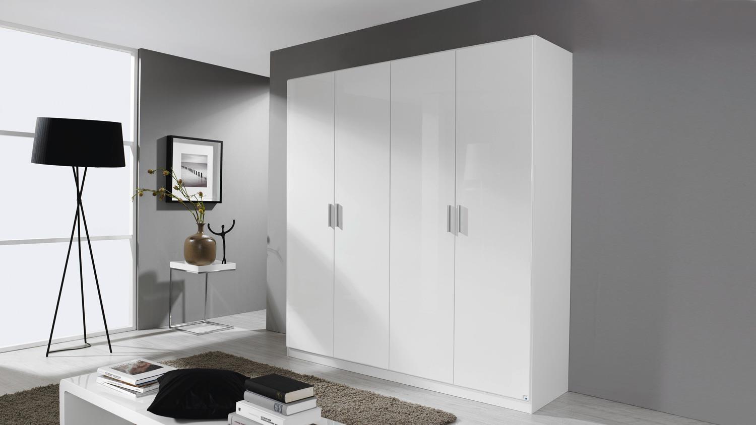 'Celle' Kleiderschrank mit Schubladen, weiß Hochglanz 181x197 cm Bild 1