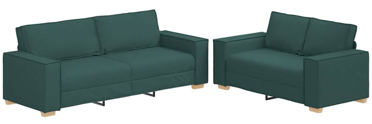 vidaXL 2-teiliges Sofa-Set mit Kissen, dunkelgrüner Stoff 3324696 Bild 1