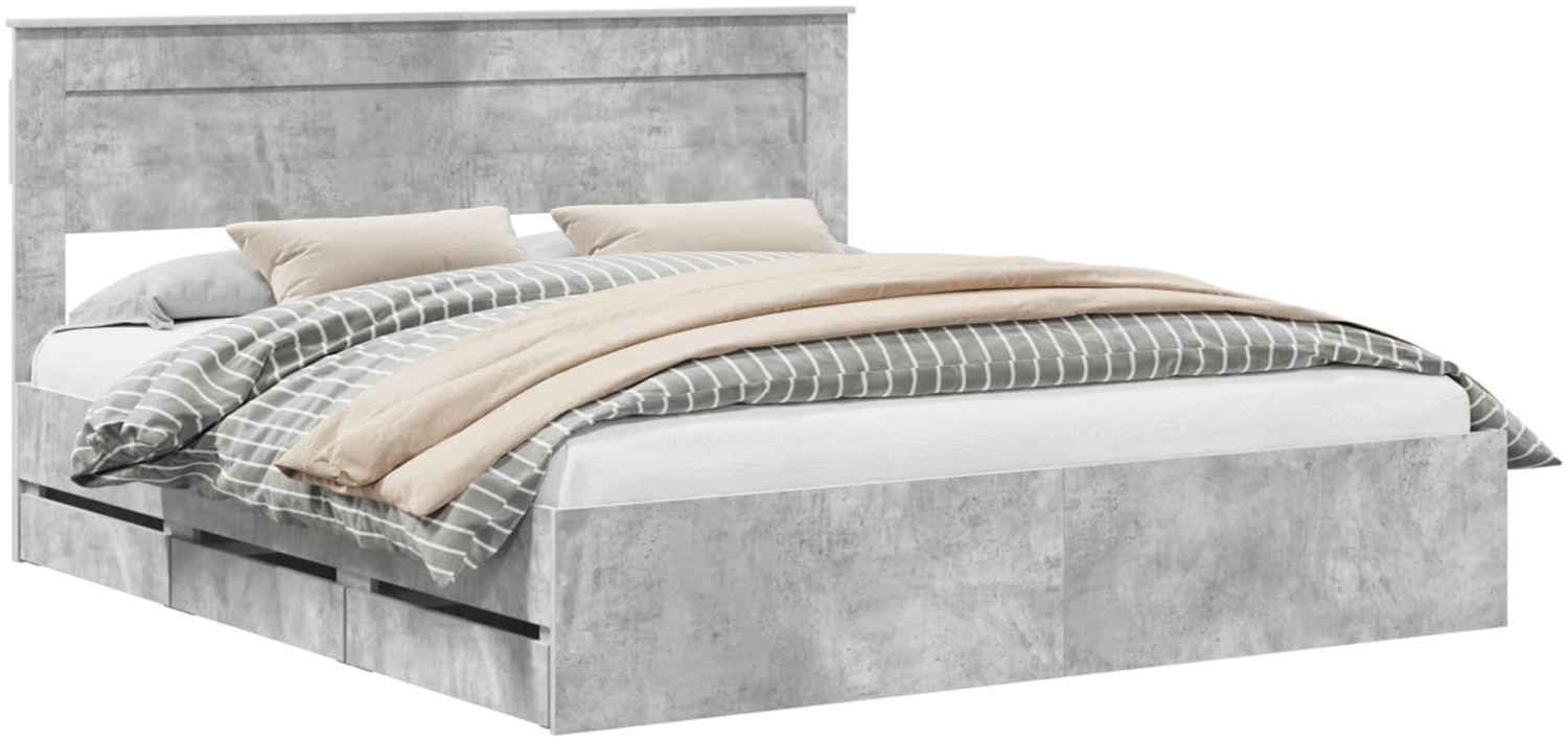 vidaXL Bettrahmen mit Kopfteil Beton Grau 200 x 200 cm Ingenieurs Holz 3409825 Bild 1