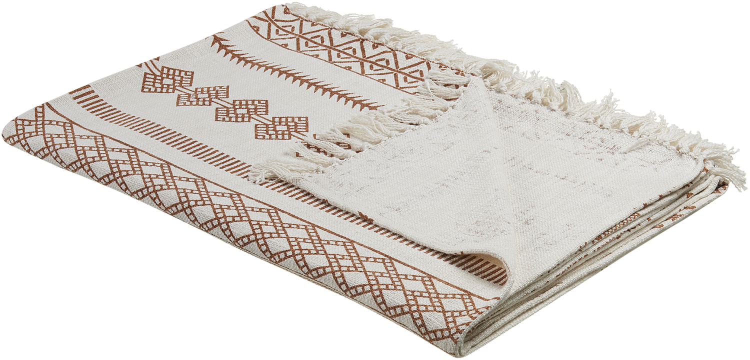 Kuscheldecke JORHAT Baumwolle 130 x 180 cm Beige Abstrakt Bild 1