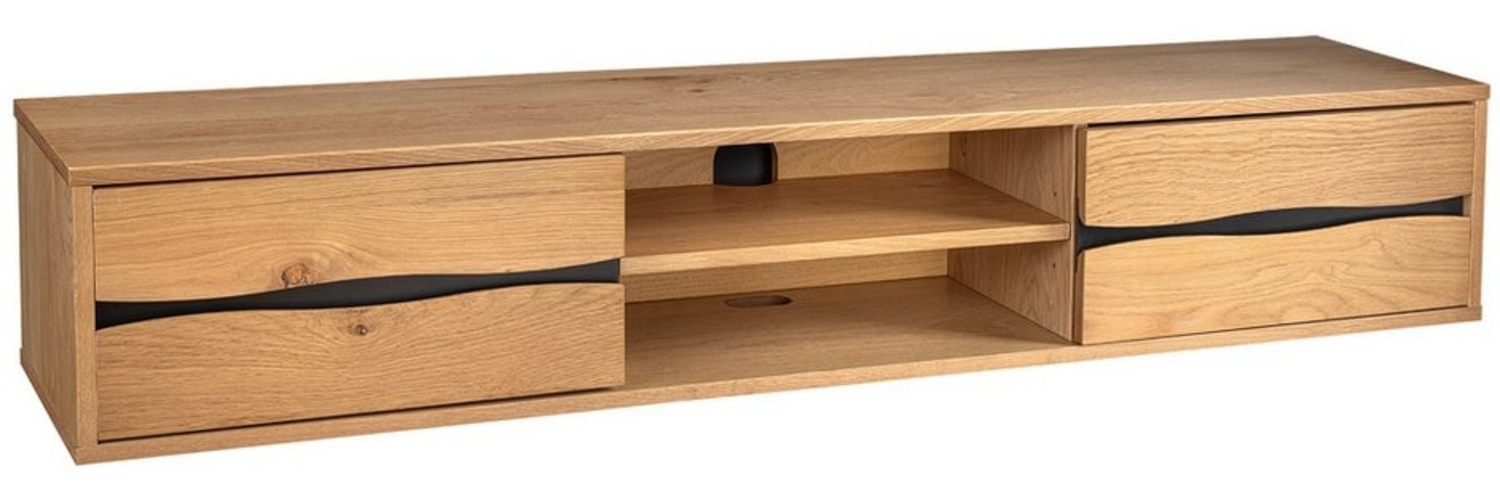 riess-ambiente Lowboard LIVING EDGE 160cm natur / schwarz · TV-Schrank mit Wildeichen-Front (Einzelartikel, 1 St), hängend · Wohnzimmer · 2 Türen · Baumkante · Holzfurnier · Industrial Bild 1