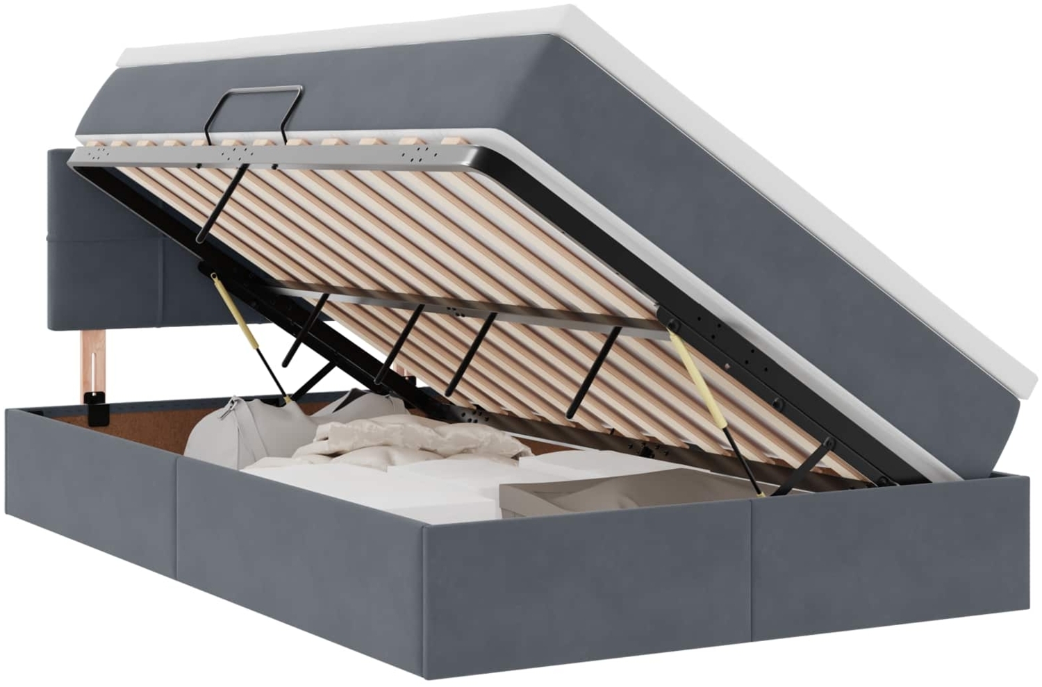 vidaXL Bett mit LED-Lichtleisten Dunkelgrau 120 x 200 cm Samt 3371386 Bild 1