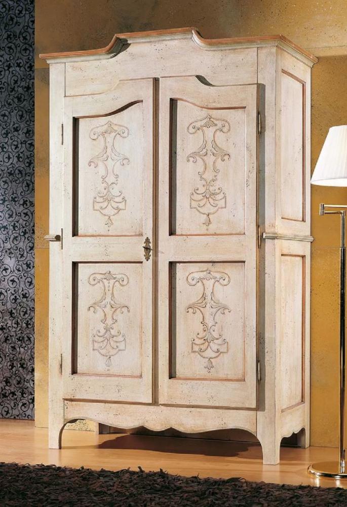 Casa Padrino Luxus Landhausstil Schlafzimmerschrank Cremefarben / Beige / Braun - Handgefertigter Kleiderschrank mit 2 Türen - Landhausstil Schlafzimmer Möbel - Luxus Qualität - Made in Italy Bild 1