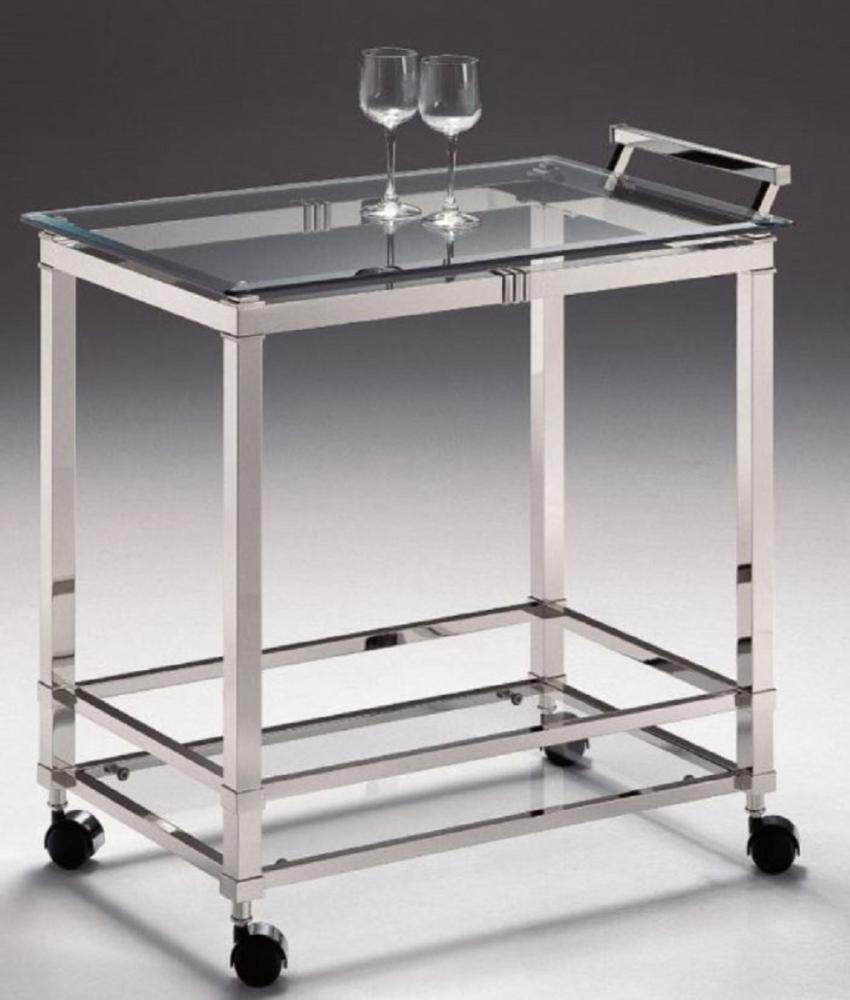 Casa Padrino Luxus Servierwagen Silber 74x49 x H. 78 cm - Hotel Restaurant Gastronomie Trolley - Luxus Accessoires Bild 1