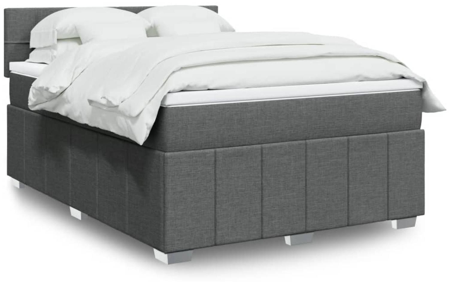 vidaXL Boxspringbett mit Matratze Dunkelgrau 140x200 cm Stoff 3289392 Bild 1