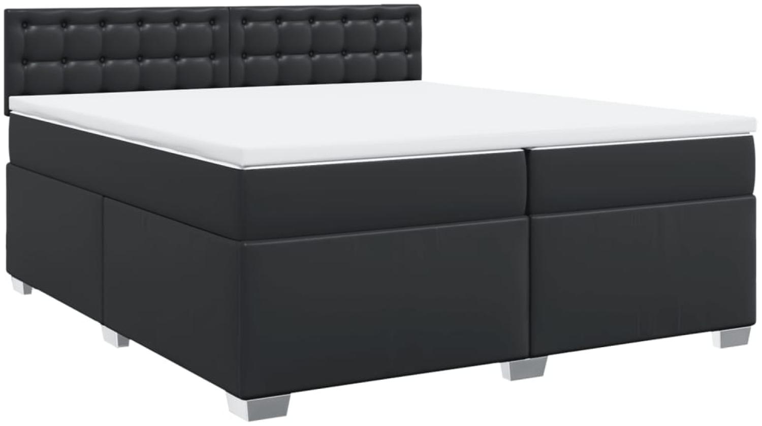 vidaXL Boxspringbett mit Matratze, Kunstleder schwarz, 200x200 cm Bild 1