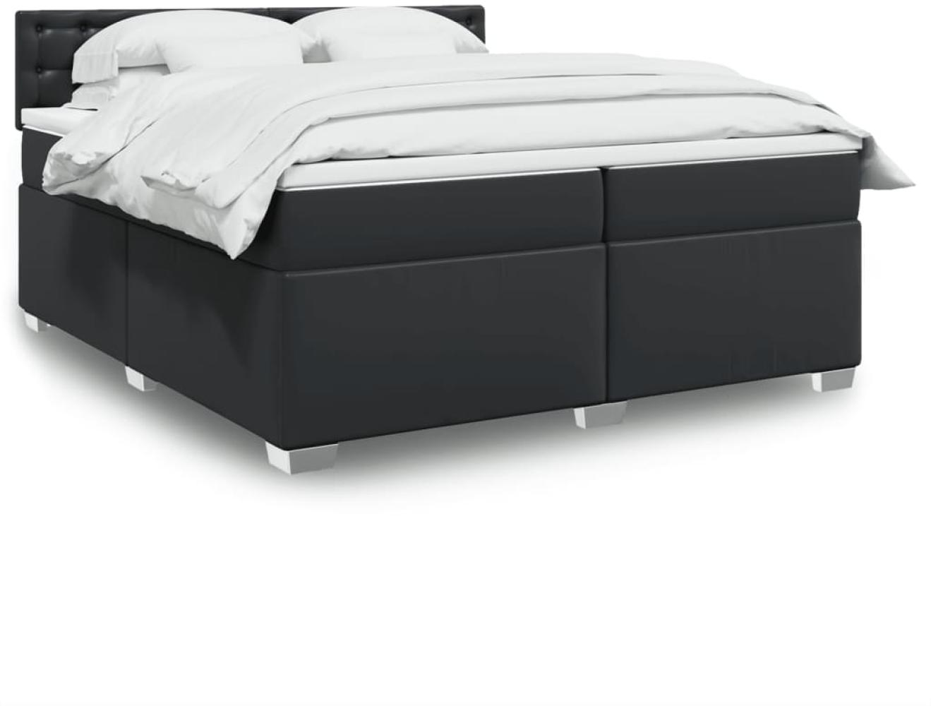 vidaXL Boxspringbett mit Matratze, Kunstleder schwarz, 200 x 200 cm Bild 1