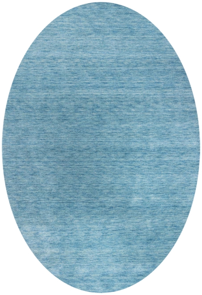 Morgenland Gabbeh Teppich - Softy - Uni - oval - 230 x 150 - Hellblau Bild 1