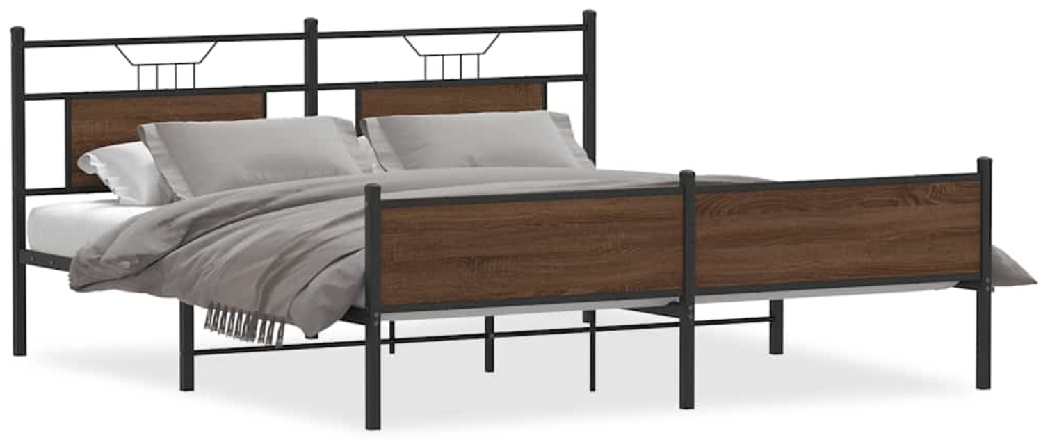 vidaXL Metallbett ohne Matratze Braun Eichen-Optik 183x213 cm 3325137 Bild 1