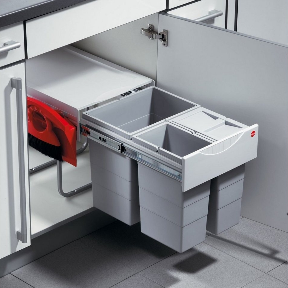 HAILO Abfallsorter 40 (20 + 2x10) Liter RAUMSPAR TANDEM COMFORT ab 40 cm Schrankbreite Bild 1