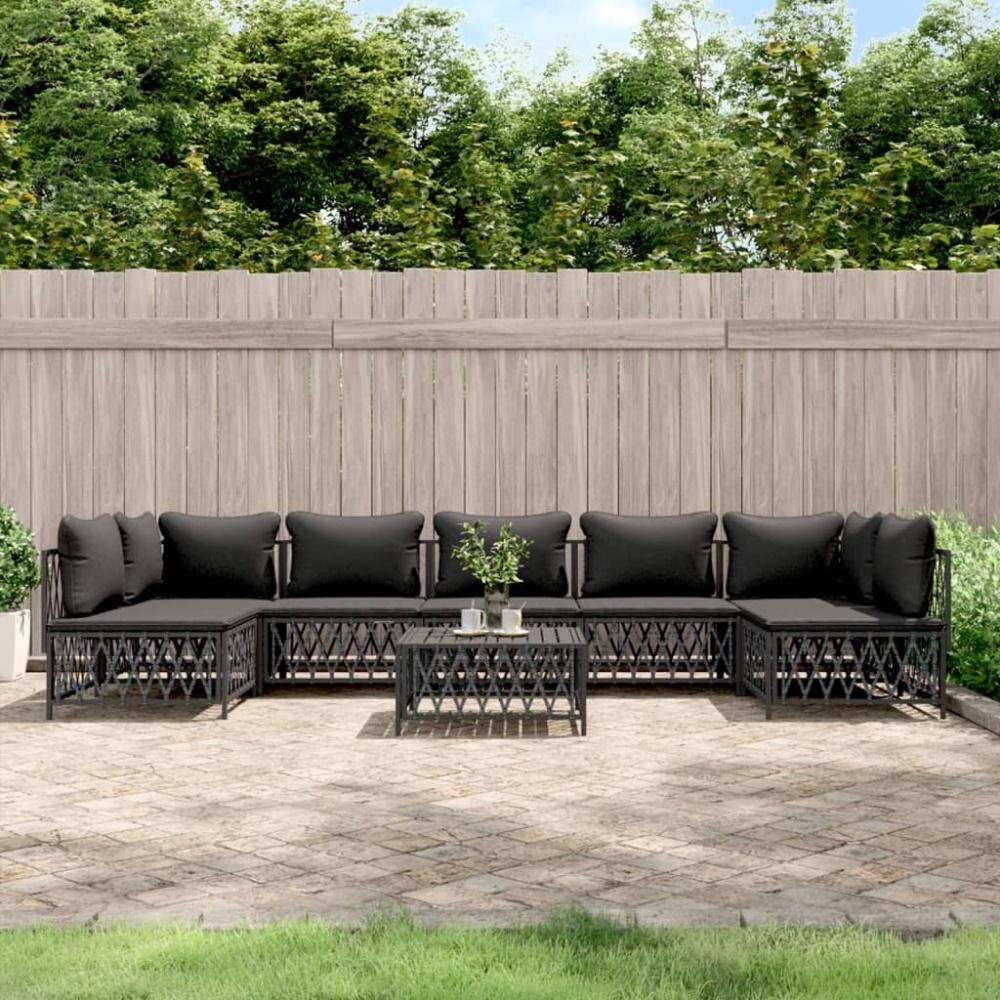 vidaXL 8-tlg. Garten-Lounge-Set mit Kissen Anthrazit Stahl 3186917 Bild 1