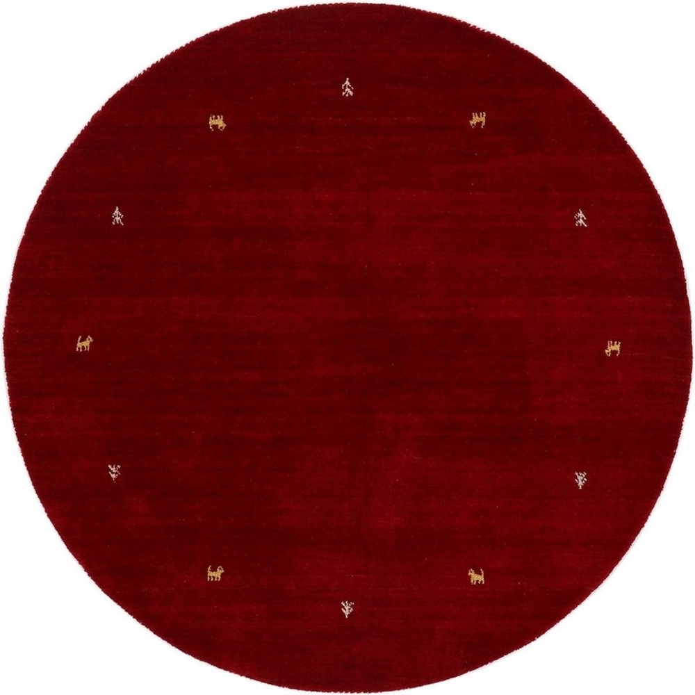 carpetfine Wollteppich Gabbeh Uni, rund, Höhe: 15 mm, reine Wolle handgewebt, Gabbeh Tiermotiv warmes Raumklima viele Größen Bild 1