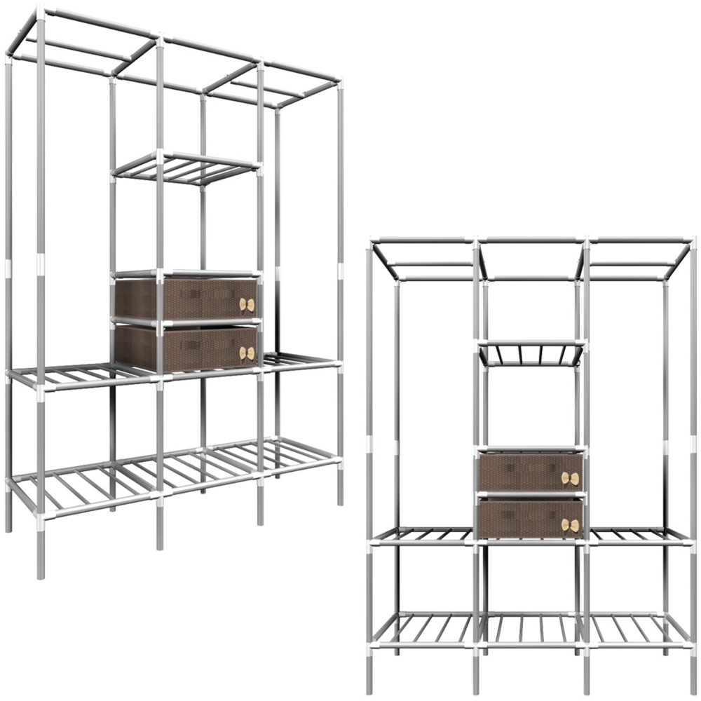 XL Kleiderschrank Metall Regal System 2 Schubladen 178x128x44,5cm Faltschrank Bild 1