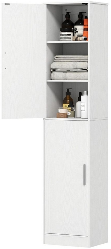 MC Star Hochschrank Badezimmerschrank hoch Badschrank schmal mit 2 Türen (Verstellbare Regale für Badezimmer, Wohnzimmer 40 x 35 x 180 cm Weiß) Bild 1
