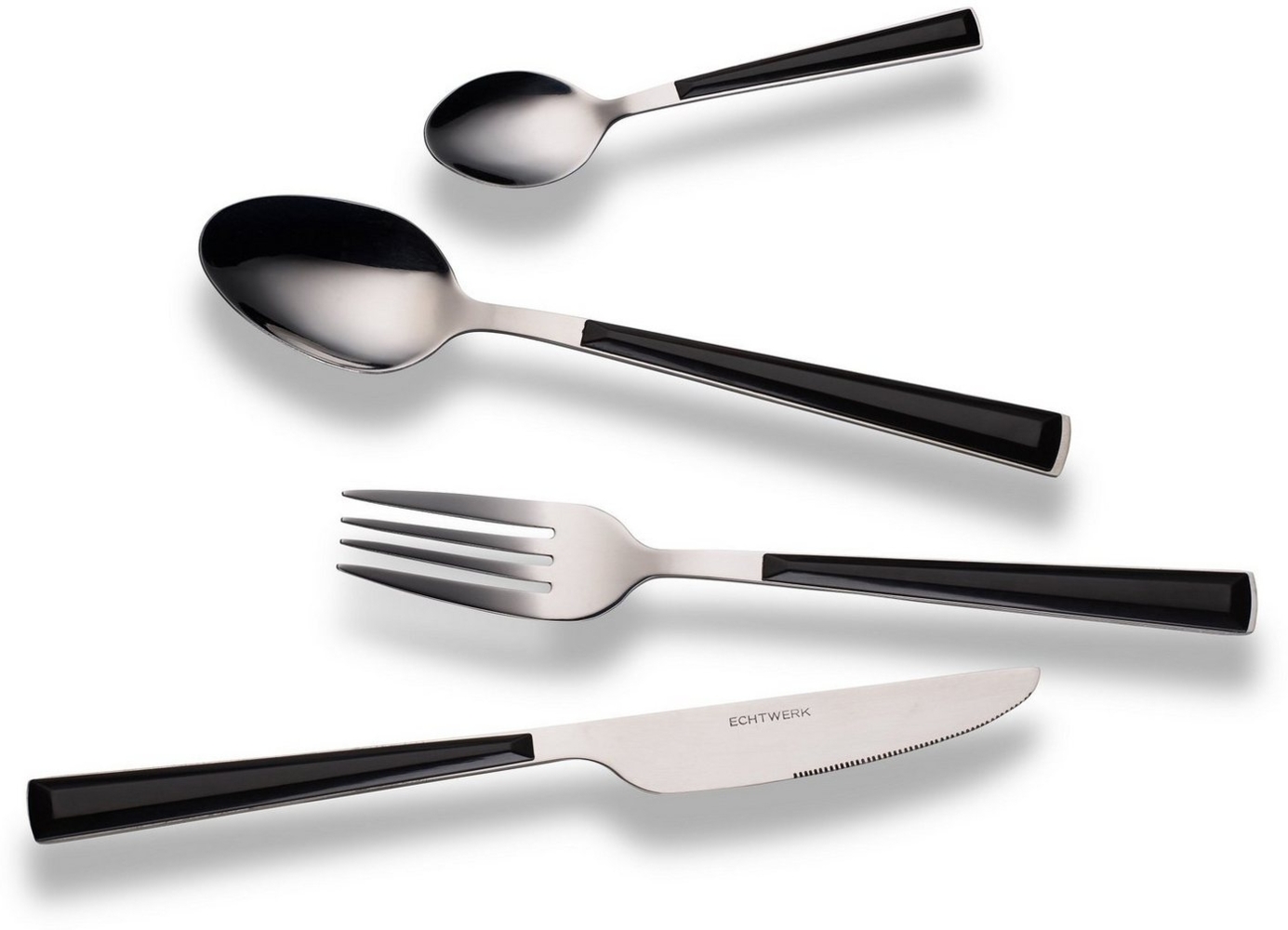 ECHTWERK Besteck-Set Basic (16-tlg), 4 Personen, Edelstahl 18/0, Camping/Picknickbesteck, Kunststoffgriffe Bild 1