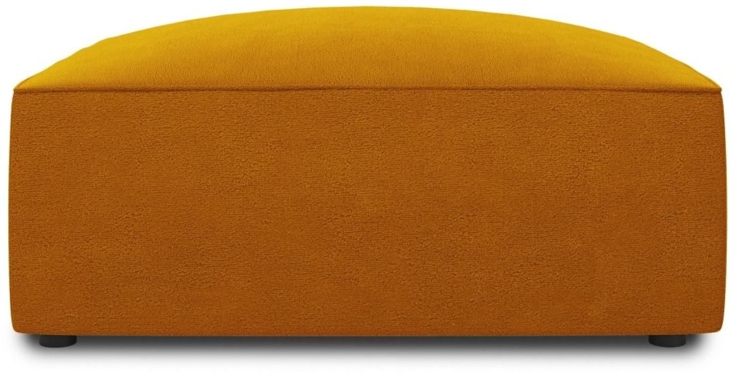 Micadoni Samtstoff Pouf Hocker Ruby | Bezug Yellow | Beinfarbe Black Plastic Bild 1