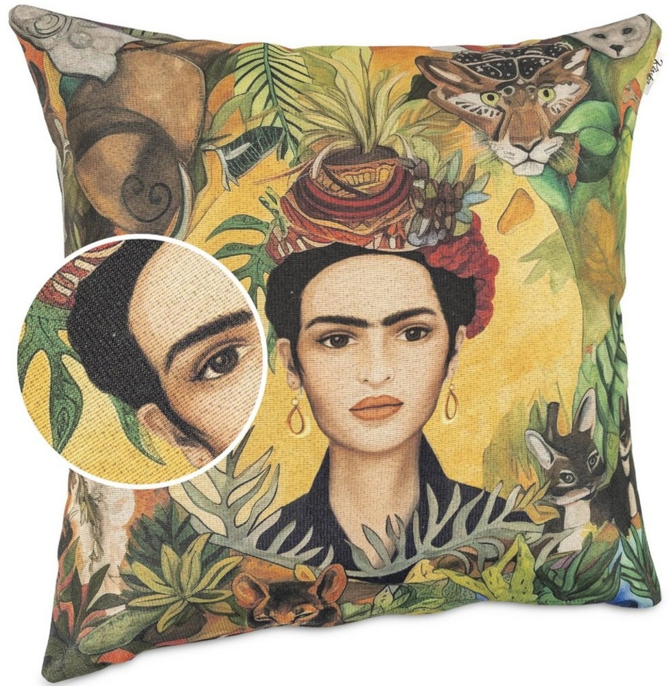 Kisska Dekokissen Kissenhülle mit oder ohne Füllung Designer Kissenbezug Zierkissen, Kissenhülle in 40x40cm Frida Tiger ohne Füllung aus Gobelin PopArt Bild 1