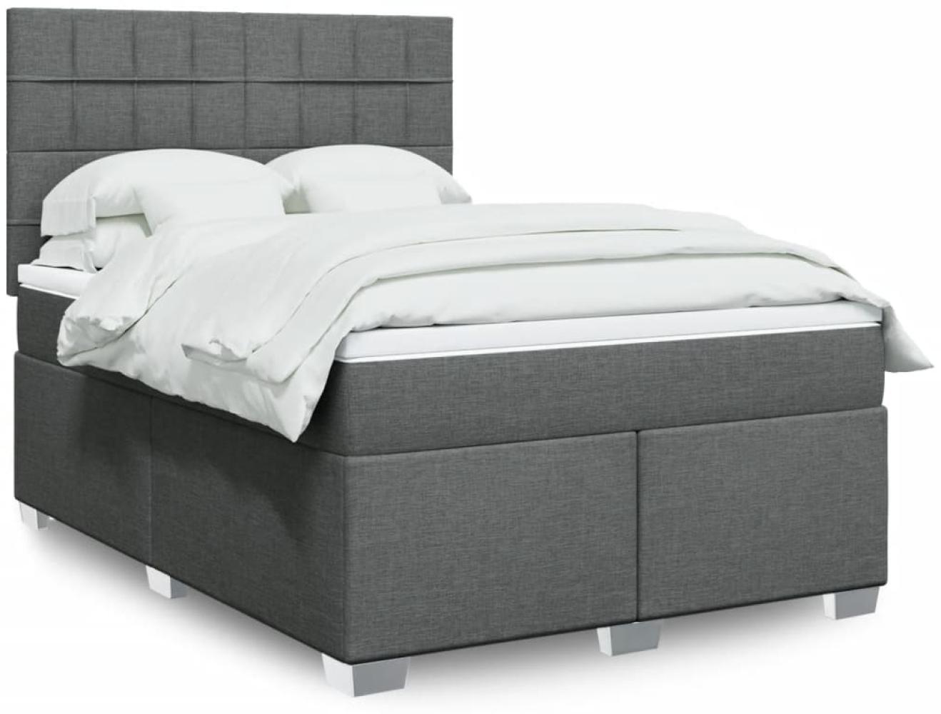 vidaXL Boxspringbett mit Matratze Dunkelgrau 160x200 cm Stoff 3292840 Bild 1