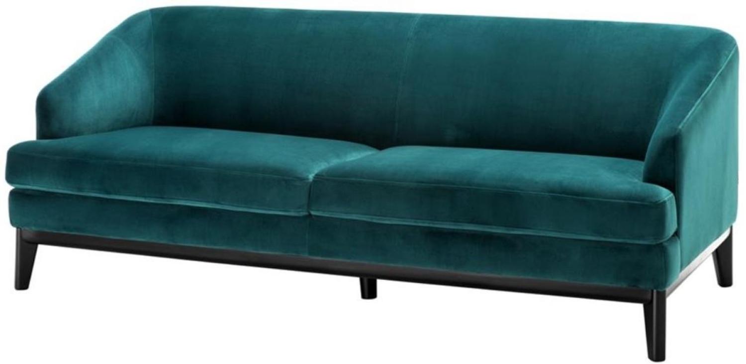 Casa Padrino Luxus Wohnzimmer Sofa Meergrün / Schwarz 195 x 90 x H. 75 cm - Luxus Möbel Bild 1