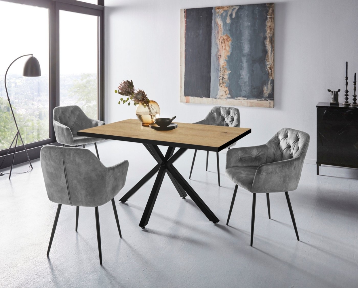 HELA Essgruppe CLEO Tischgruppe Bestseller, (Set, 5-tlg, 1 Tisch / 4 Stühle), Schalenstühle Tisch Wohnzimmer Esszimmer Bild 1