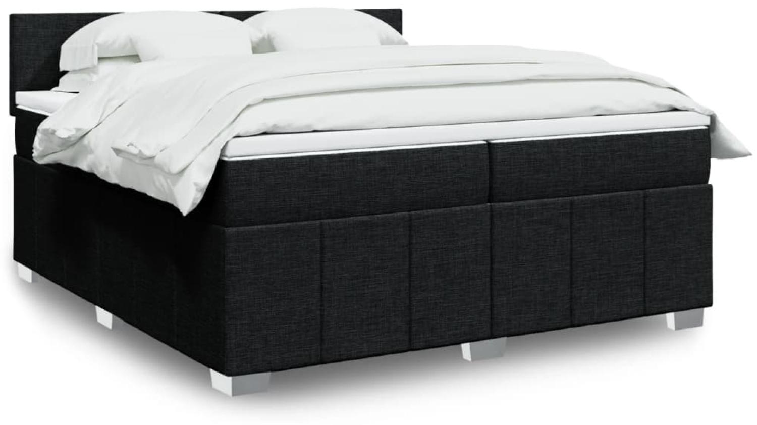 vidaXL Boxspringbett mit Matratze Schwarz 200x200 cm Stoff 3289470 Bild 1