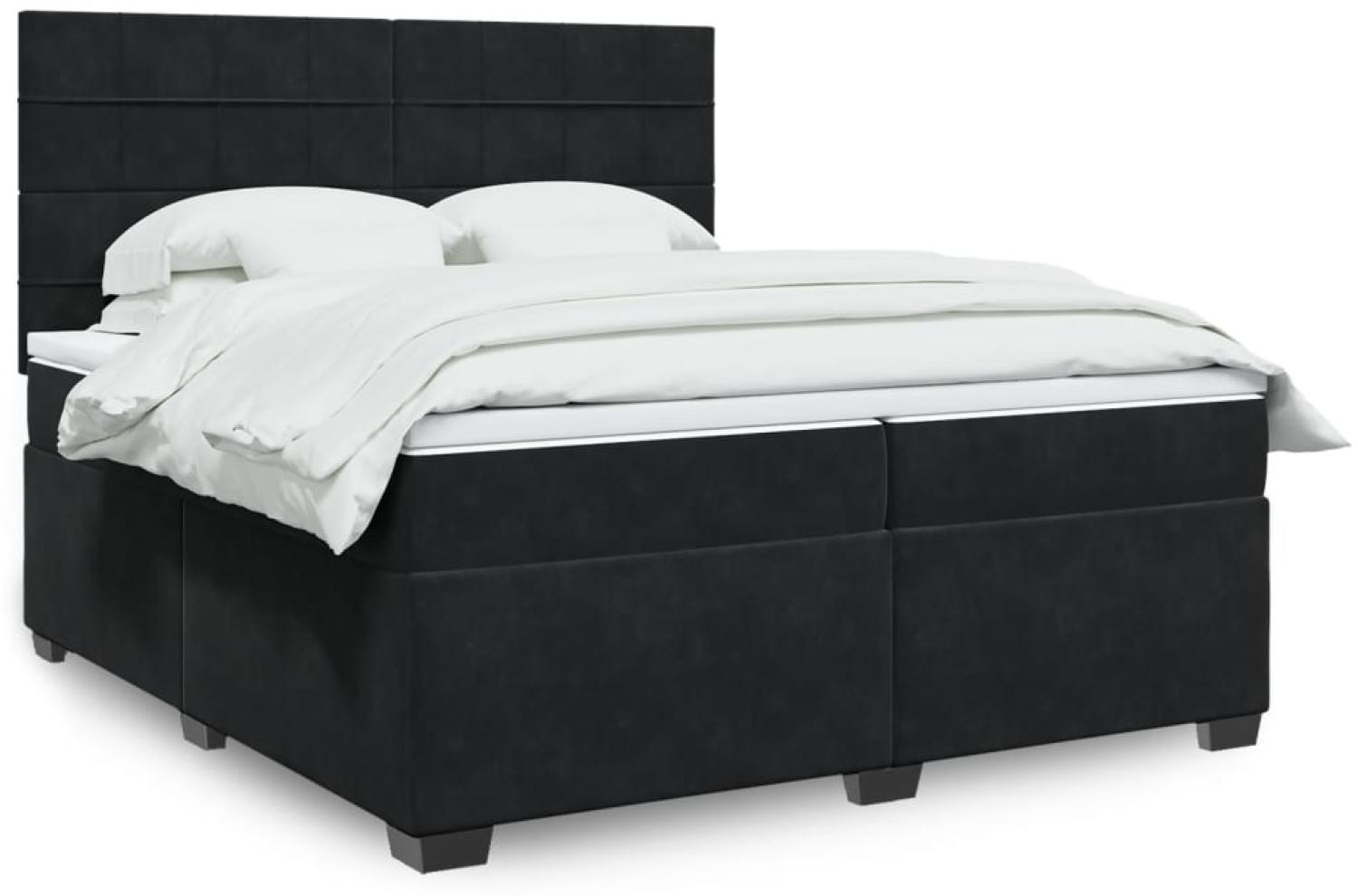 vidaXL Boxspringbett mit Matratze Schwarz 200x200 cm Samt 3293304 Bild 1