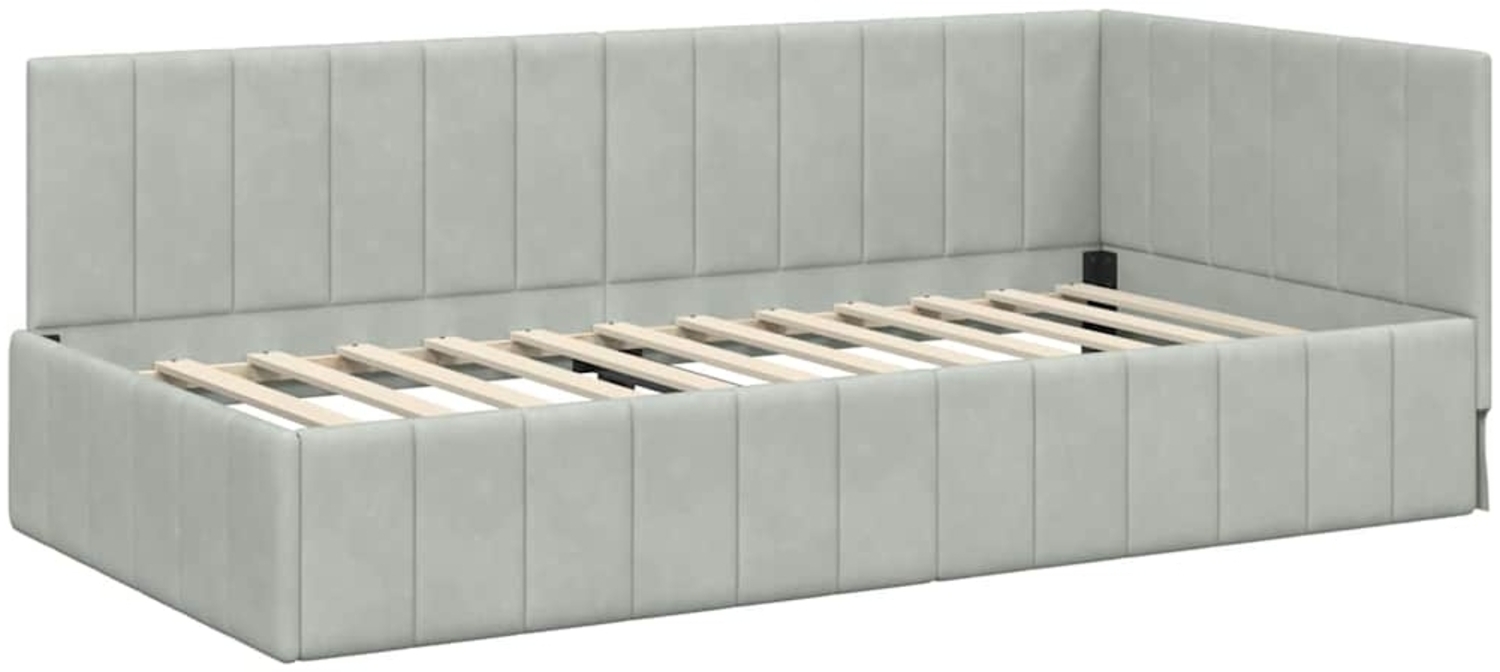 vidaXL Eckbettgestell mit Kopfteil Hellgrau 100 cm x 200 cm Stoff 42016317 Bild 1