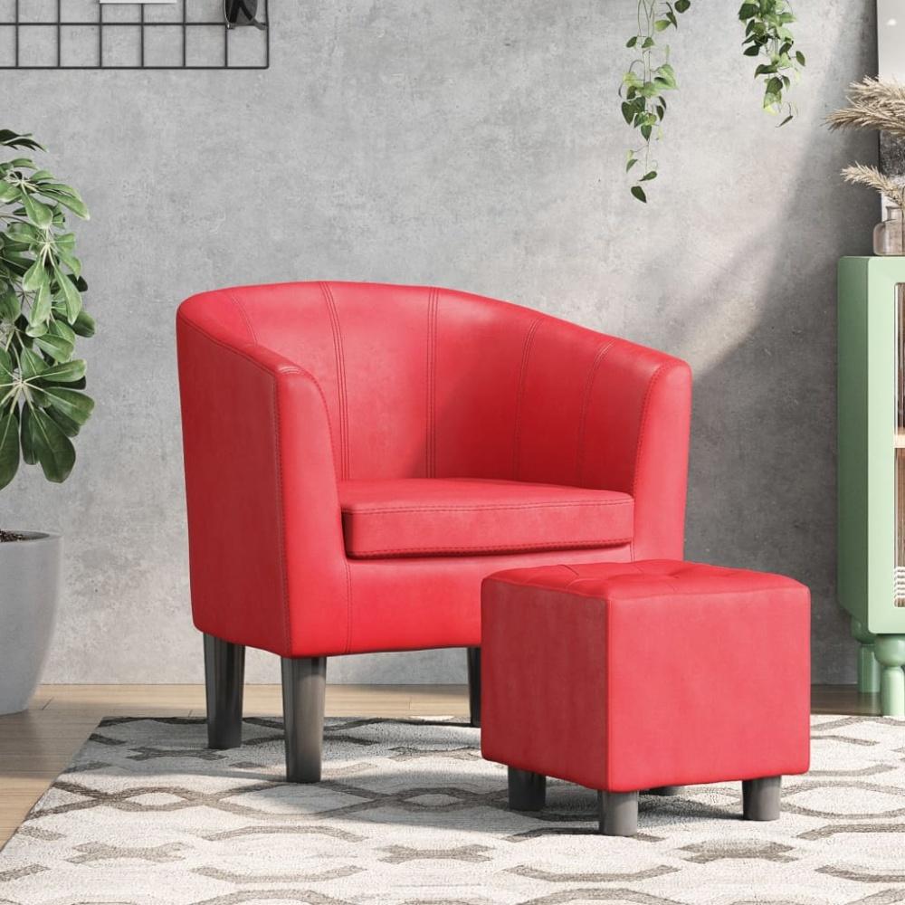 vidaXL Clubsessel mit Fußhocker Rot Kunstleder 356496 Bild 1