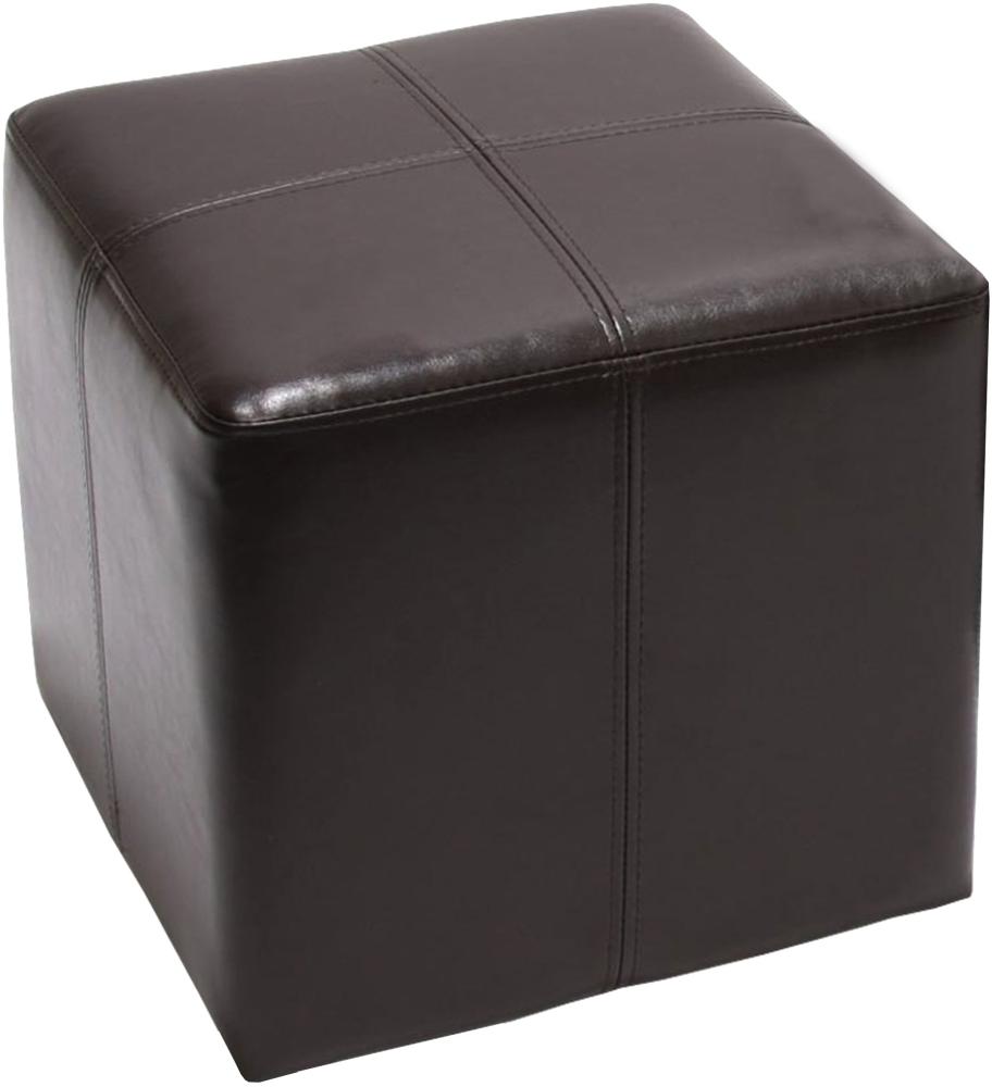 Sitzwürfel Hocker Sitzhocker Onex, Leder + Kunstleder, 36x36x36cm MVG-zertifiziert ~ braun Bild 1