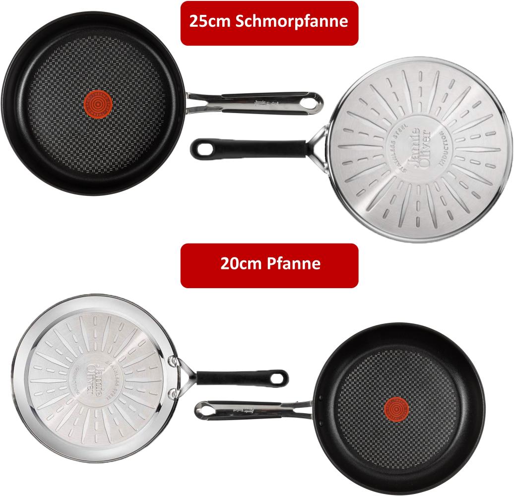 Tefal E30- Set 10 | Jamie Oliver Pfannenset | 4 teilig | Wok 28cm + Pfanne 24 mit Pfannenschoner und Wender Bild 1