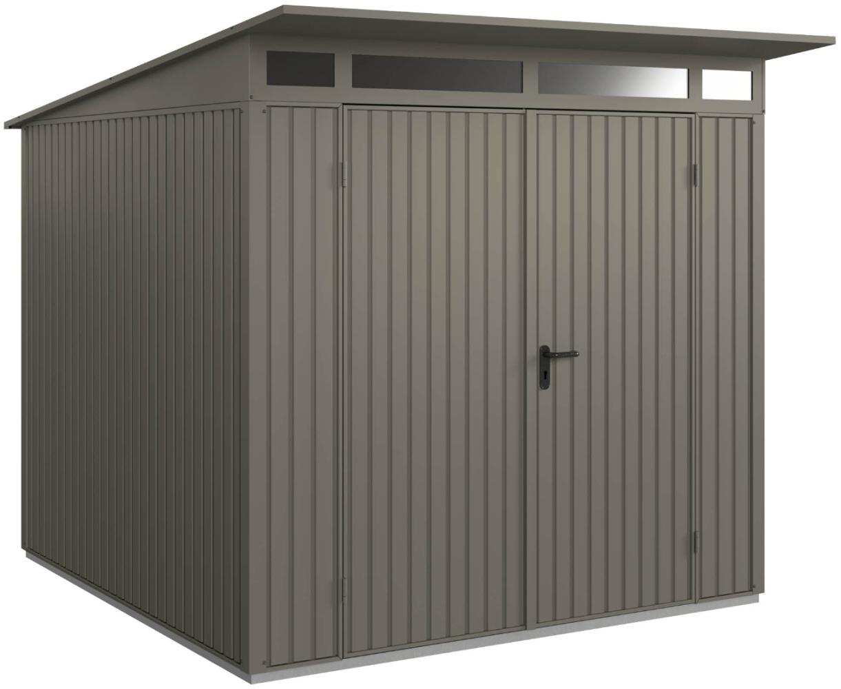 Hörmann Metall-Gerätehaus Berry Classic mit Pultdach Typ 2, 248 x 283 cm, quarzgrau, 7 m²,2-flüglige Tür Bild 1