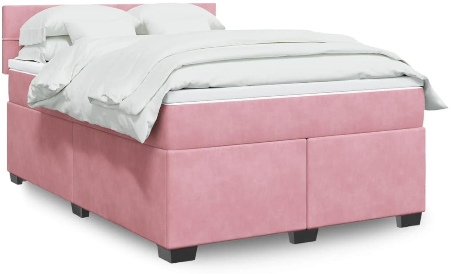 vidaXL Boxspringbett mit Matratze Rosa 160x200 cm Samt 3288659 Bild 1