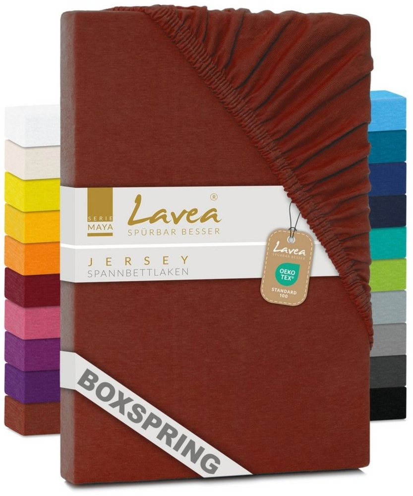 Lavea Spannbettlaken Maya, in Gr. 60x140, 90x200, 120x200, 140x200, 180x200 oder 200x220 cm, Baumwolle, Gummizug: rundum, (1 Stück), Jersey Spannbetttuch für Topper, Boxspring- und Wasserbetten Bild 1