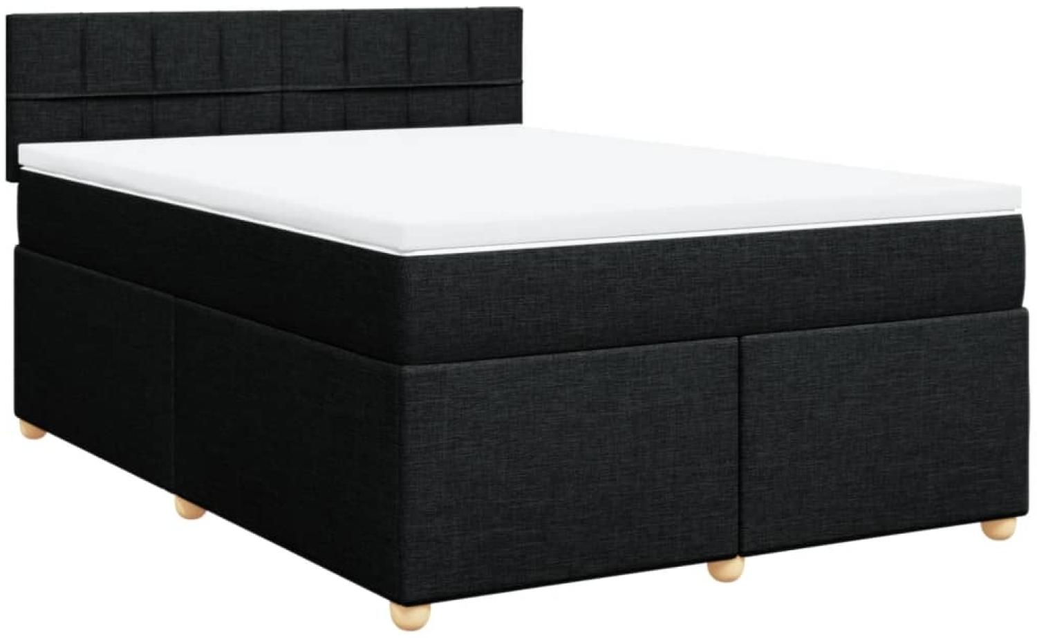 vidaXL Boxspringbett mit Matratze Schwarz 160x200 cm Stoff 3286733 Bild 1
