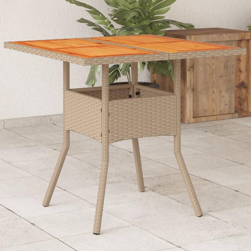 vidaXL Gartentisch Beige 80x80x75 cm Poly Rattan Akazienholz 368133 Bild 1