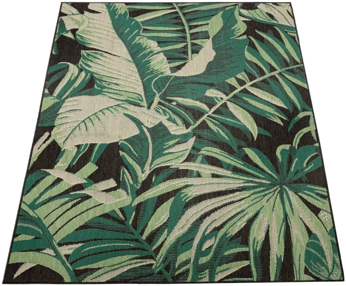 Paco Home Teppich Ostende 551, rechteckig, Höhe: 4 mm, Flachgewebe, Motiv Palmenblätter, In- und Outdoor geeignet Bild 1