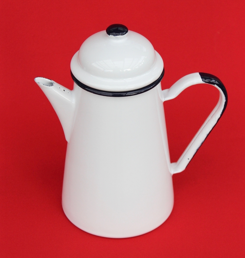 Kaffeekanne 578TB Weiß emailliert 22cm Wasserkanne Kanne Emaille Nostalgie Teekanne Bild 1