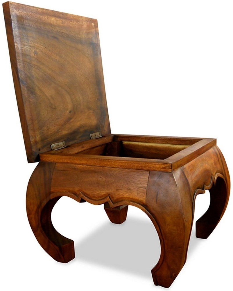 livasia Opiumtisch Couchtisch mit Stauraum, klappbar, Akazienholz, Handarbeit 50x50x42cm, handgefertigt Bild 1