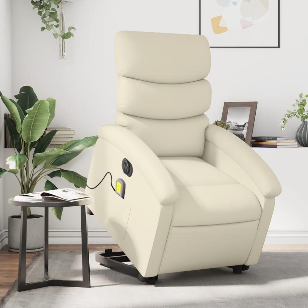 vidaXL Massagesessel mit Aufstehhilfe Elektrisch Creme Kunstleder 3204062 Bild 1