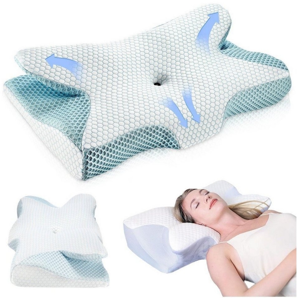 LETGOSPT Kopfkissen Orthopädisches Kissen Ergonomisches Nackenstützkissen aus Memory Foam, Seiten, Rücken, Bauchschläfer, für Unterstützung Kopfkissen gegen Nackenschmerzen Antischnarch Bild 1