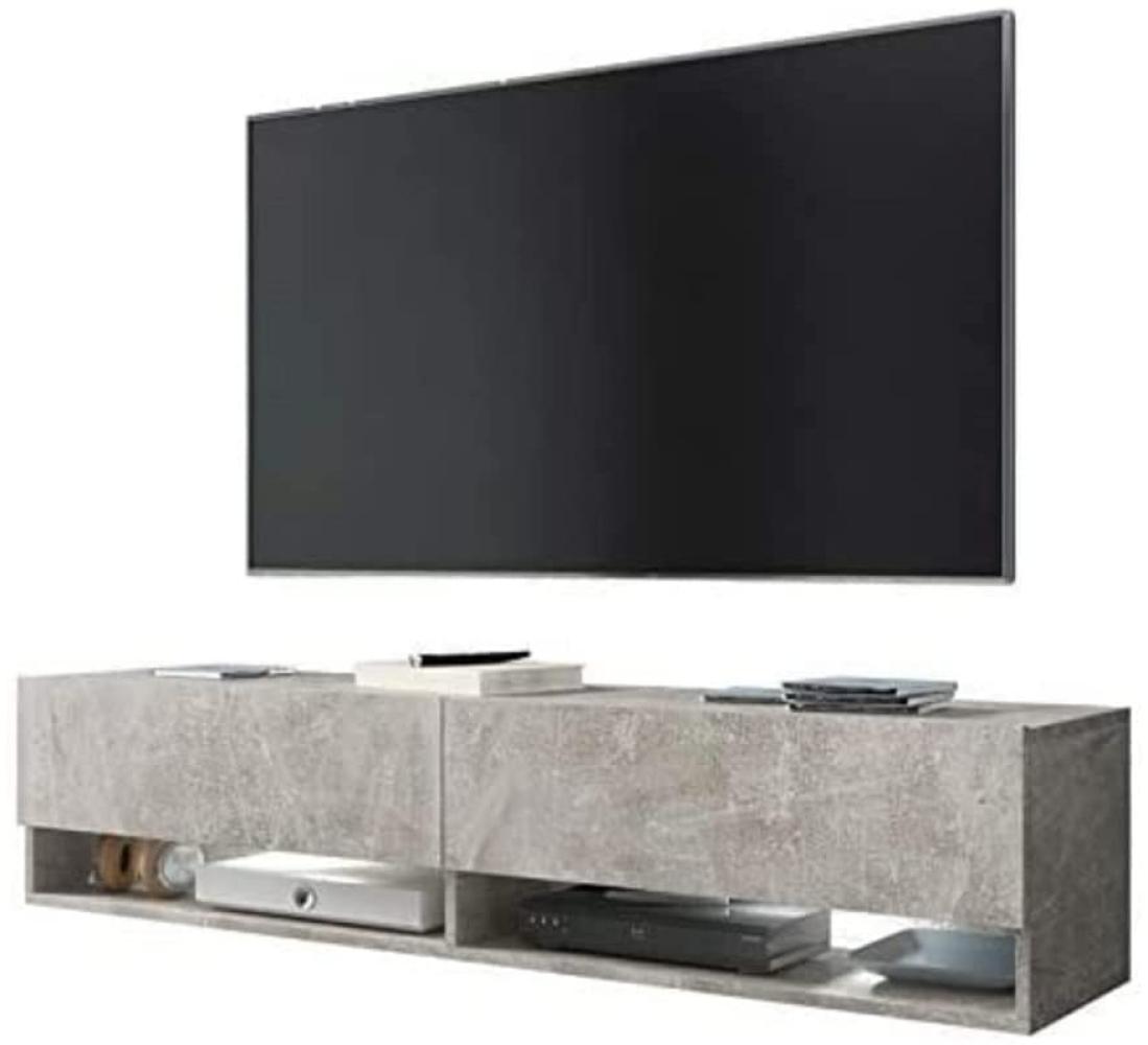 Selsey Wander – TV-Lowboard in Betonoptik hängend/stehend mit LED 180cm Bild 1