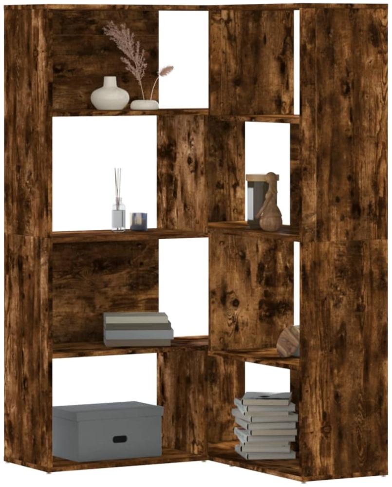 vidaXL Eck-Bücherregal 4 Etagen Räuchereiche 85x85x140cm Holzwerkstoff 3307814 Bild 1