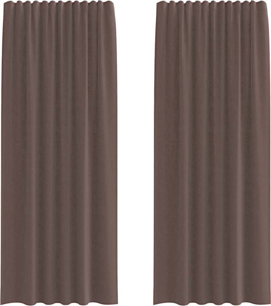vidaXL Voile Vorhänge mit Lasche 2 Stk. Braun 4102263 Bild 1