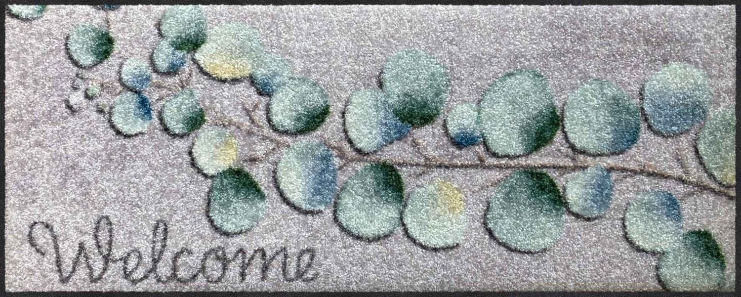 Salonloewe Fußmatte Fußabtreter klein 30x75 Eucalyptus Welcome grün, Läufer Mini, Höhe: 300 mm Bild 1