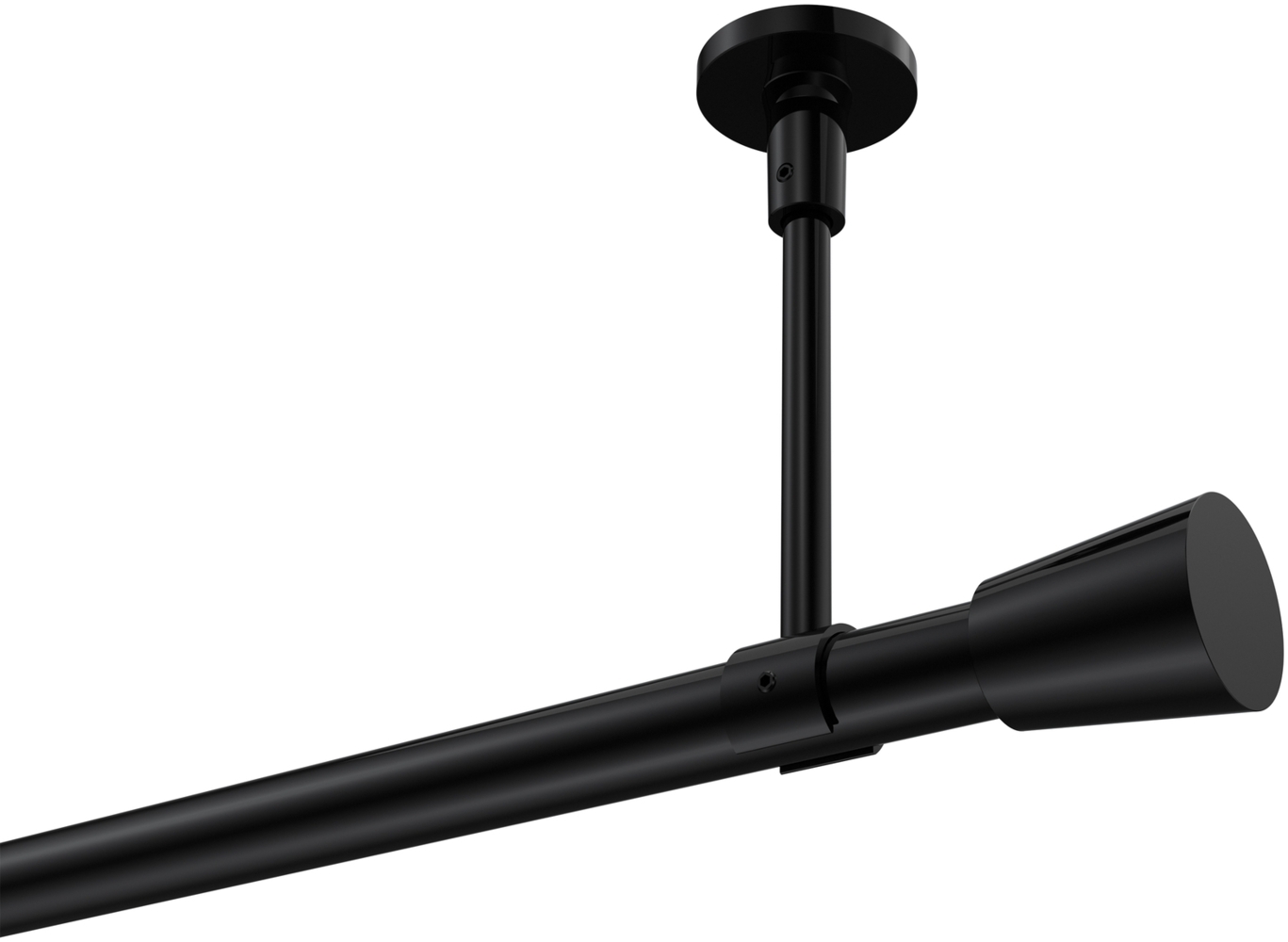 Gardinenstangen-Set Sonette Sitra 240 cm (geteilt in 2 x 120 cm), 1-läufig, 20 mm Ø Schwarz Bild 1