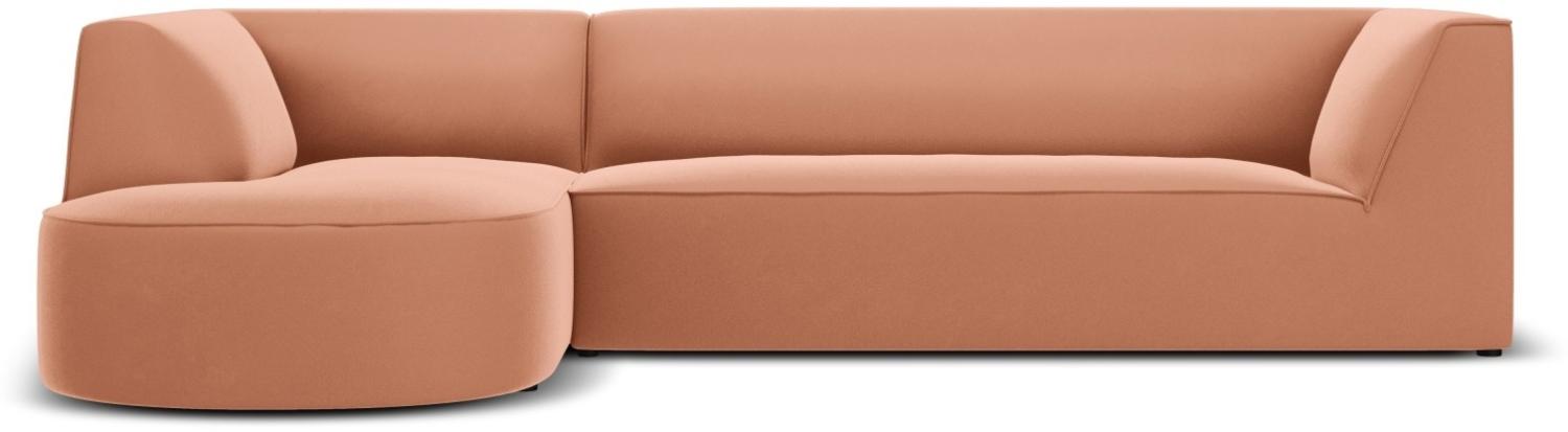 Micadoni 4-Sitzer Samtstoff Modular Ecke links Sofa Ruby | Bezug Pink | Beinfarbe Black Plastic Bild 1