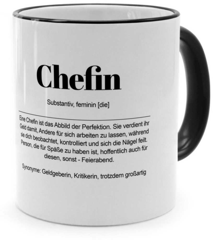 PhotoFancy Tasse mit Definition 'Chefin' - Tasse mit Spruch, Tasse Standard - Henkel & Rand: Schwarz Bild 1