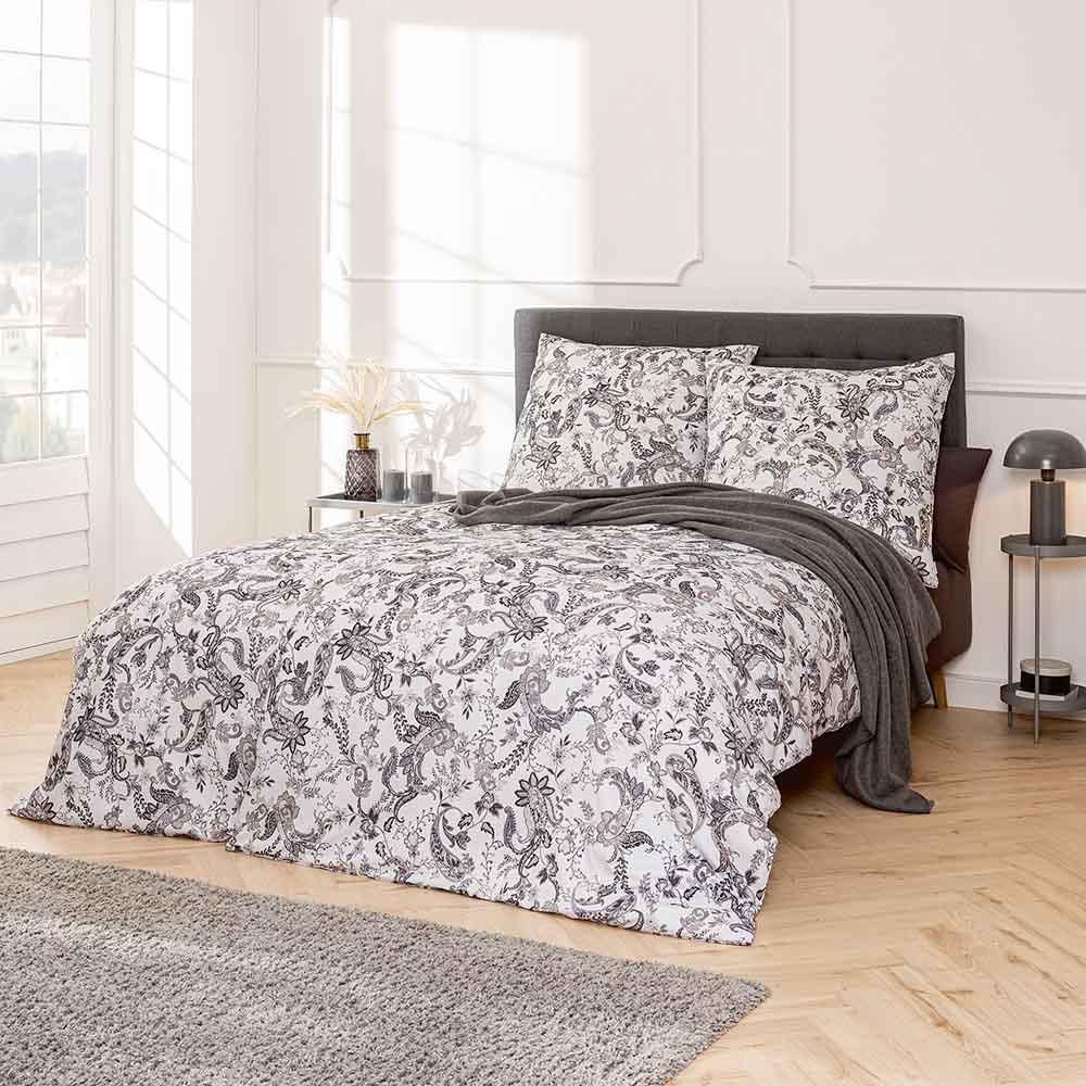 Estella Mako Jersey Bettwäsche DD 155x220 Imogen silber grau Paisley 6993-820 Bild 1