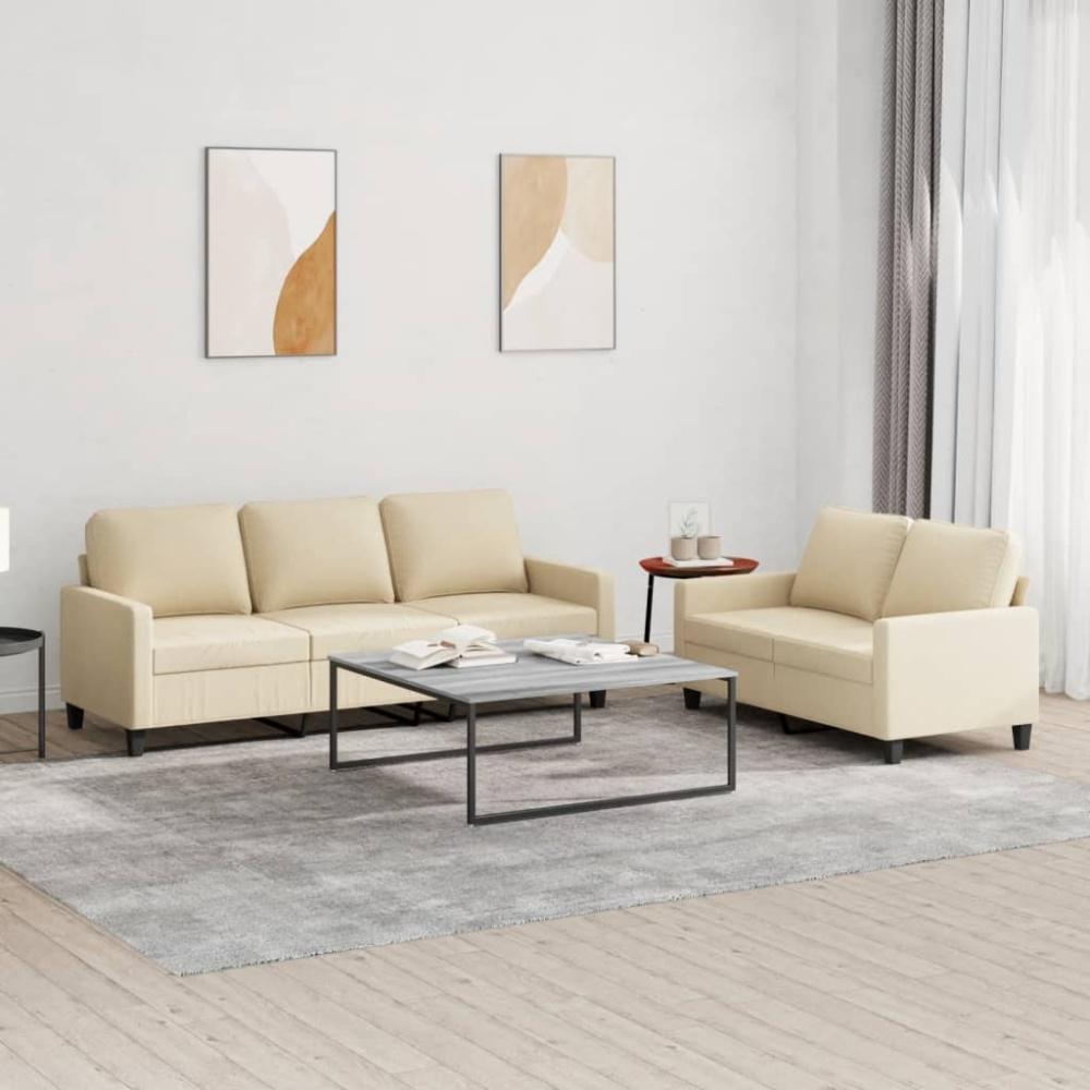 vidaXL 2-tlg. Sofagarnitur mit Kissen Creme Stoff 3201462 Bild 1