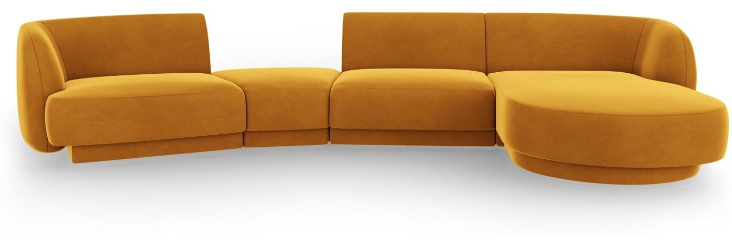 Micadoni Modulares Sofa Miley mit Recamiere 4-Sitzer Rechts Samtstoff Gelb Bild 1